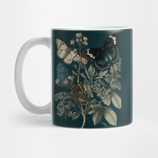 Cottagecore Moths and Butterflies | Sage Green and Teal Mug
